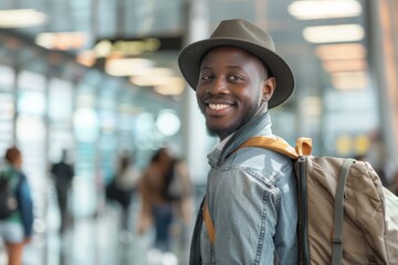 Diverse young African American tourist at airport