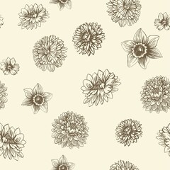 Obraz premium Fun seamless pattern of isolated illustrations in modern style. Digital illustration for wrapping paper, wallpaper, scrapbooking, advertising and branding.