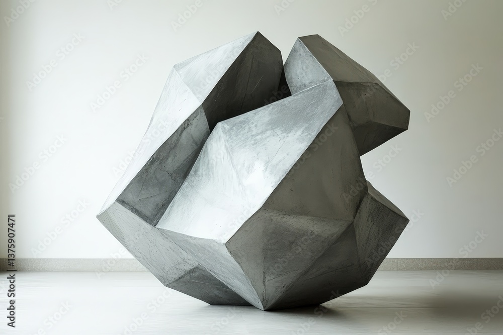 Poster a modern sculptural object formed with sharp geometric angular shapes