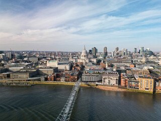 St Paul's aerial view drone shot London UK