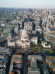 St Paul's aerial view drone shot London UK