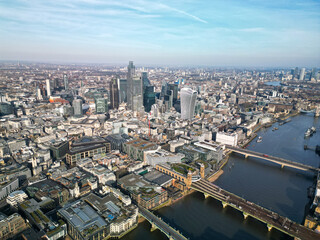 London Skyline near River Thames UK