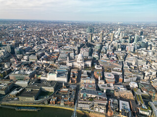 St Paul's aerial view drone shot London UK