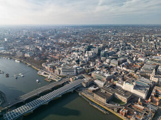 Blackfriars Bridge towards Temple Aerial shot London UK