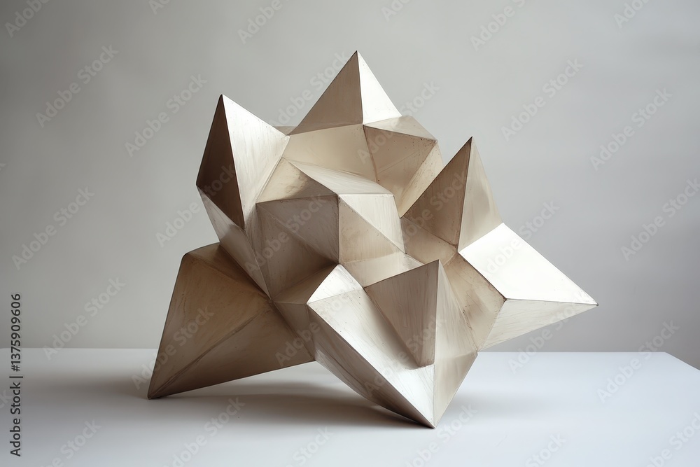 Poster a geometric polyhedron sculpture comprised of connected triangular facets