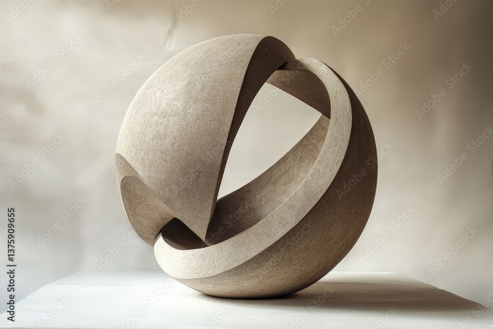 Aufkleber an abstract sculpture featuring curved forms creating interesting negative space