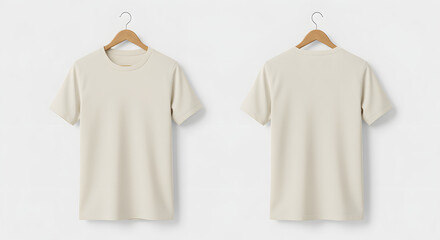 Cream Short Sleeve T-Shirt Mockup Front and Back Views