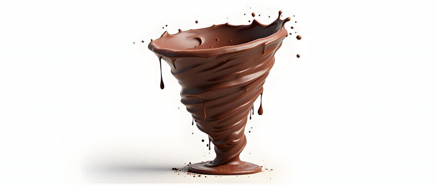 Tornade en chocolat isol&eacute; sur fond blanc