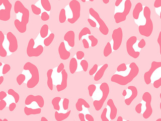 Pink leopard pattern background, Hand drawn animal skin print, Seamless illustration