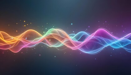 Obraz premium Futuristic Neon Sound Waves on Dark Background