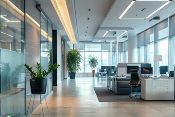 interior of a modern business office without people