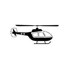 Helicopter icon in black and white line style