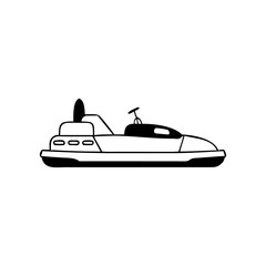 Naklejka premium Speedboat icon in black outline with minimal style