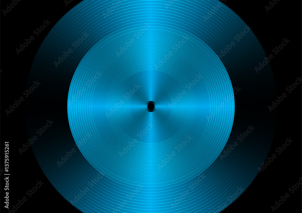 Poster Blue and black glossy circles and linear rings abstract minimal tech background. Geometric vector design