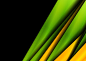 Bright green and orange smooth stripes corporate geometric abstract background. Vector graphic design