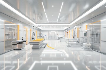 Fototapeta premium interior of a modern factory with robotic arms