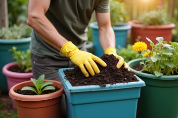 Fototapeta premium Gardening bliss: nurturing nature with green thumb