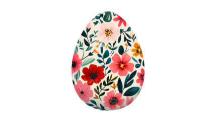 Floral Easter Egg: Beautiful Egg-Shaped Design with Flowers , cut out transparent