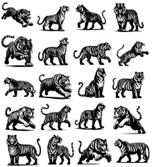 Obraz premium Silhouette of a Tiger Vector Illustration Artwork Graphics Pack