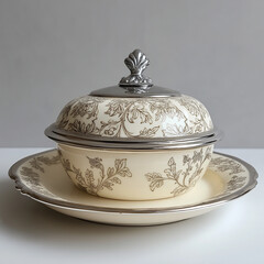 Discover Elegance in Everyday Kitchenware with Our Butter Dish Complete with a Polished Silver Lid and Durable Ceramic Butter Keeper for Effortless Style and Reliable Functionality