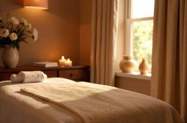 Tranquil spa room with soft lighting and peaceful ambiance  