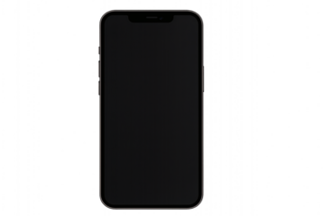 Modernes Smartphone mit schwarzem Bildschirm isoliert auf weißem Hintergrund
