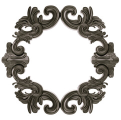Black  ornament  frame on transparent background, cut out, 3D render
