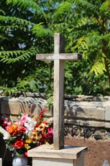 Christian cross on a grave in Catania, Italy