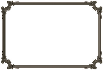 Black  ornament  frame on transparent background, cut out, 3D render
