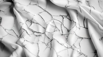 A pane of shattered glass still holding its form, with fragile lines running in all directions.