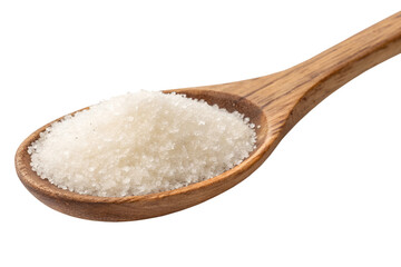 Sugar in a wooden spoon isolated on transparent background 