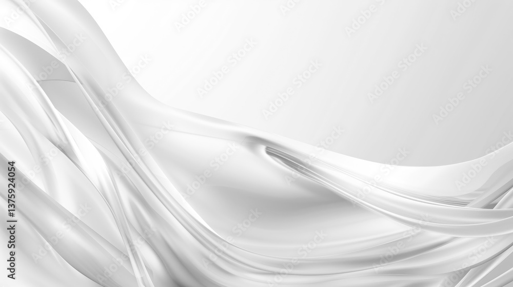 Aufkleber White abstract background with waves and lines. Futuristic curves abstract white background copy space concept.