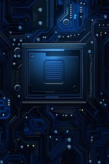 Close Up of a Circuit Board with a Blue Glow, Highlighting Computer Technology and Hardware