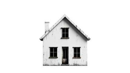 Small house isolated on black background, cut out transparent