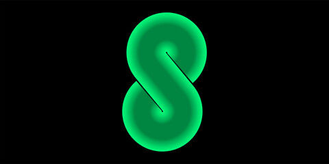 Letter S from round green back light alphabet. There is a clipping path. vector