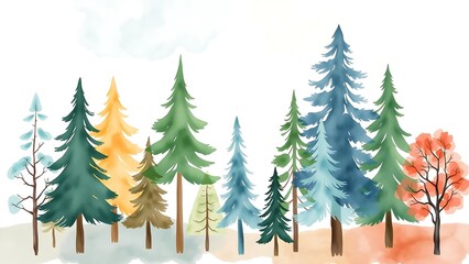 Fototapeta premium Whimsical Watercolor Forest Collection