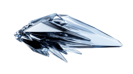 Complex translucent crystal structure with sharp edges, cut out transparent