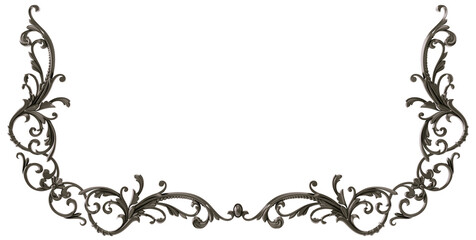 Black  ornament on transparent background, cut out, 3D render
