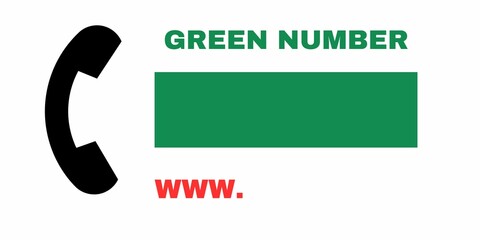 Green number, customer service concept, Green number on white background 