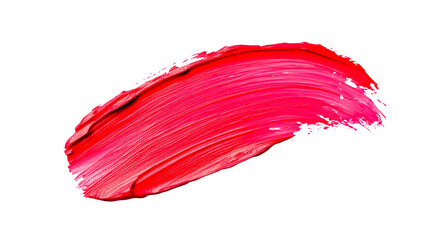 Vibrant red paint stroke detail with brush texture, cut out transparent