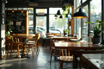 Fototapeta premium Interior of a empty modern cafe