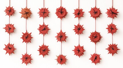 Vibrant Red Starburst Clocks Displayed on a Minimalist White Background in a Contemporary Interior Design Setting