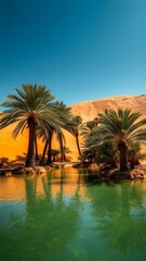 Tranquil Desert Oasis at Dusk