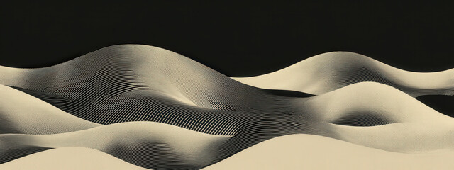 A black and white image of a wave with a wood grain texture