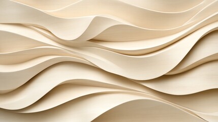Obraz premium Elegant wooden wave pattern in soft beige, resembling ripples on a tranquil lake, ideal for sophisticated decor.