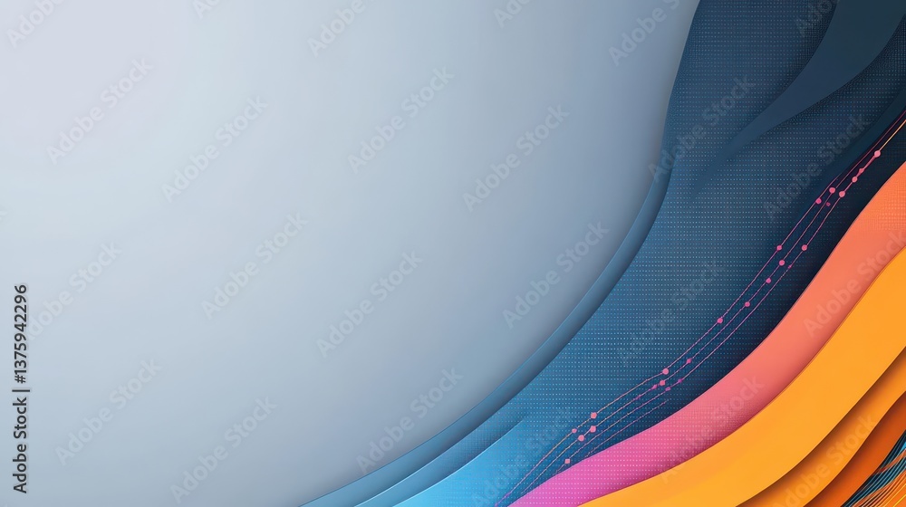 Poster Colorful abstract background featuring blue, orange, and pink wave patterns creating a dynamic visual experience