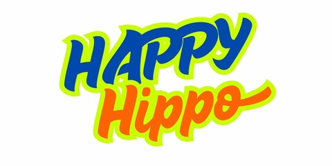 happy hippo logo, logo design, technological design, 