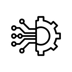 
Technology Settings Gear Circuit Vector Icon Line Art