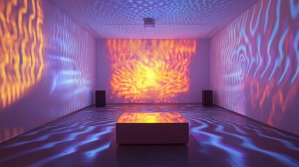 Vibrant art installation with colorful projections