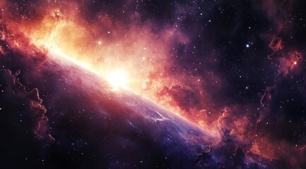 Naklejka premium The breathtaking shades of the celestial setting with authentic cinematic illumination. 